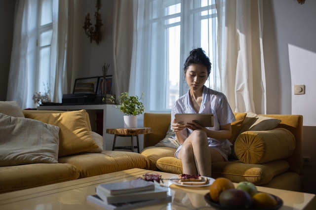 Woman on couch